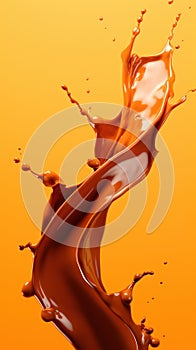 Chocolate splash on a orange background