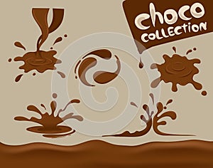 The chocolate splash , set ,vector, clear background,melt