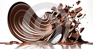 Chocolate splash or spin or pouring.for demonstration food shot.ai generated images