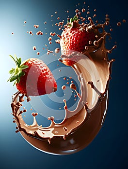 chocolate splash with strawberries