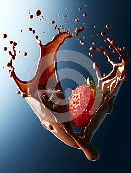 chocolate splash with strawberries