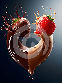 chocolate splash with strawberries