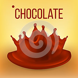 Chocolate Splash Vector. Creamy Wave. Hot Sauce, Coffee. Brown Fluid Background. Dessert Food. 3D Realistic Illustration