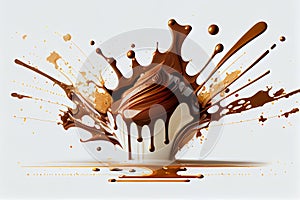 chocolate splash on white background illustration.generative ai