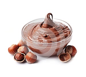 Chocolate spread with hazelnuts. Nutella