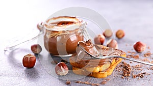Chocolate spread in jar