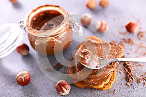 Chocolate spread in jar