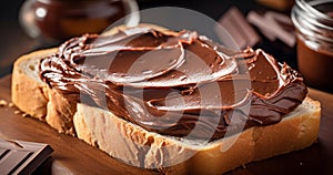 chocolate spread on a slice of bread
