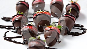 Chocolate strawberries with chocolate syrup