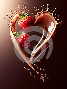 chocolate and strawberries poured with chocolate sauce