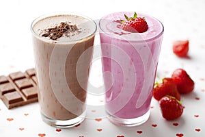 Chocolate and strawberry milkshake