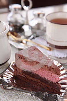 Chocolate and strawberry mousse