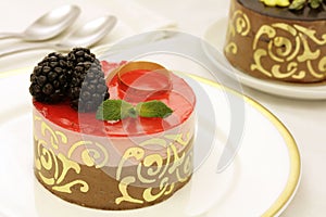Chocolate and strawberry mousse cake