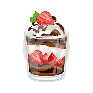 Chocolate Strawberry Parfait vector illustration