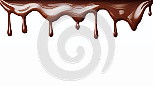 Chocolate streams isolated on a white background