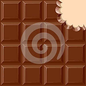 Chocolate Sweet Bar with a bite out of the corner Vector illustration photo
