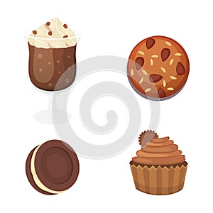 Chocolate sweet dessert icons. Organic food vector