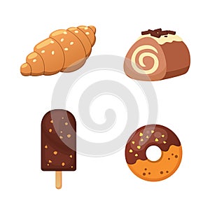 Chocolate sweet dessert icons. Organic food vector