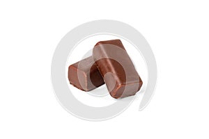 Chocolate sweets with praline isolated on white.