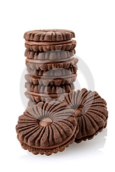 Chocolate swirl cookies on white