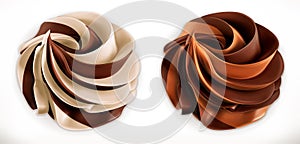 Chocolate swirl duo spread. 3d vector realistic icon