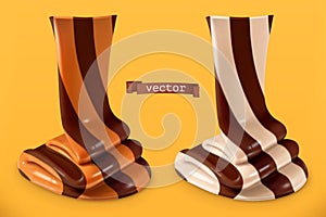 Chocolate swirl, duo spread. 3d vector realistic icon