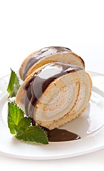 Chocolate swiss roll cake