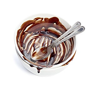 Chocolate syrup leaking sauce eaten sweet food photo