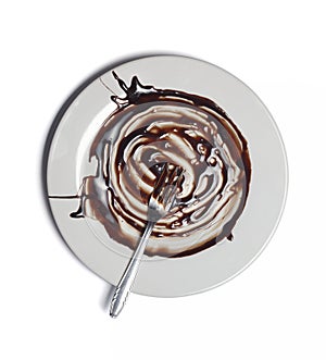 Chocolate syrup leaking sauce eaten sweet food photo