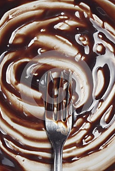 Chocolate syrup leaking sauce eaten sweet food photo