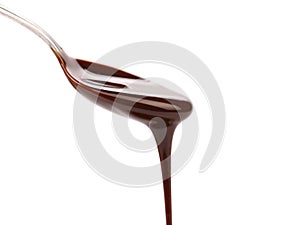 Chocolate syrup leaking from spoon