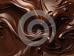 Chocolate texture. Liquid chocolate close-up.Textured dark chocolate