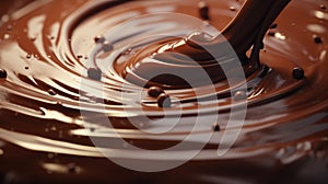 Chocolate texture. Liquid chocolate close-up.Textured dark chocolate.