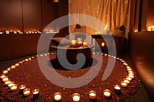 chocolate-themed meditation room, with calming music and scented candles photo