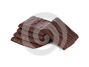 Chocolate thins with cream filling isolated on white