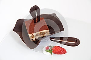 Chocolate tiramisu cake with decoration