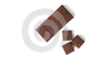 Chocolate toffees isolated on white.