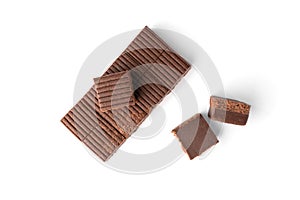 Chocolate toffees isolated on white.