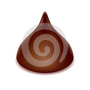 Chocolate truffle candy on white background.