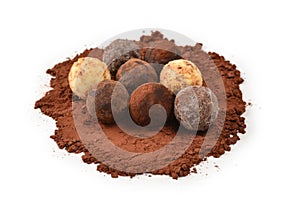 Chocolate truffle isolated on white background