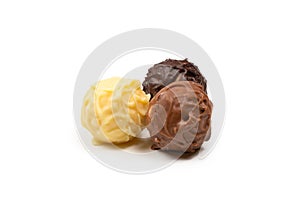 Chocolate truffle isolated on white background