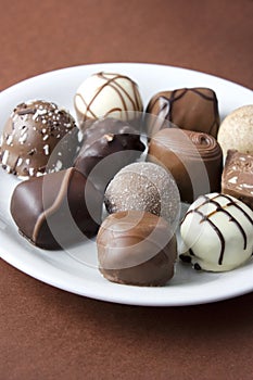 Chocolate truffles on a plate