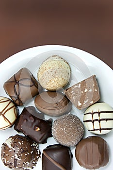 Chocolate truffles on a plate