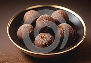 Chocolate truffles . Sweet dessert