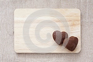 Chocolate Valentine Cake on wooden table