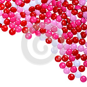Chocolate Valentine's candy coated in pink, red and white