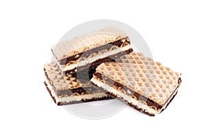 Chocolate wafer, isolated on a white background.