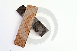 Chocolate waffle on a white background