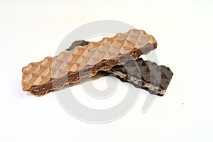 Chocolate waffle on a white background