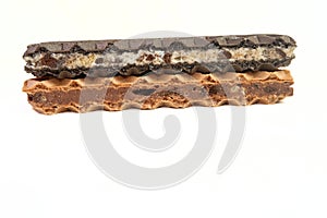 Chocolate waffle on a white background